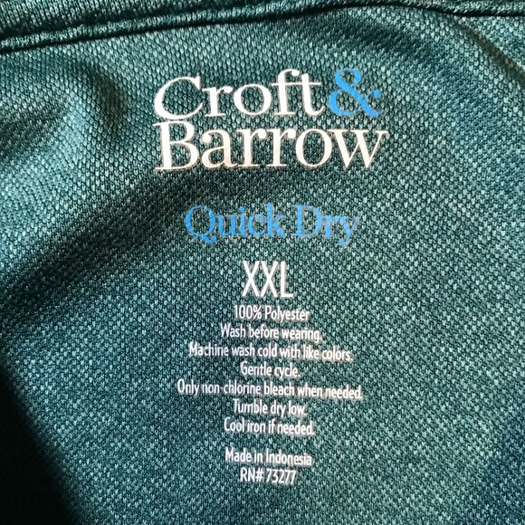 Croft & Barrow  Men's 3-Button Golf Polo Shirt Size XXL in Green Activewear - Picture 8 of 11